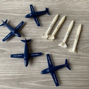 Lightweight Plastic Vintage Toy Airplane Air Force Navy Planes And Rockets READ
